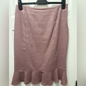 Vintage Ronit Zilkha Elegant Dusty Pink Lambswool Ruffle Hem Skirt
